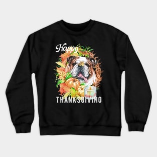 English Bulldog Dog Owner Thanksgiving Celebration Harvest Theme Crewneck Sweatshirt